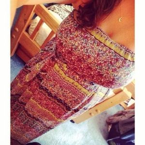 Boho Style Strapless Maxi Dress